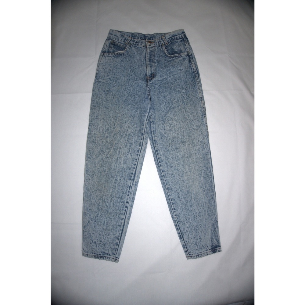Chic 10 Petite Blue Acid Wash Denim Vintage High Rise Mom Jeans